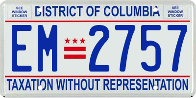 DC license plate EM2757