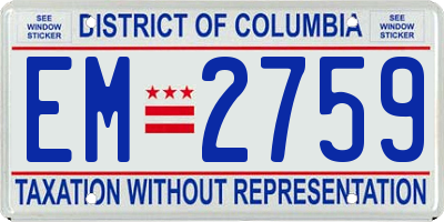 DC license plate EM2759