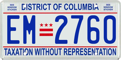 DC license plate EM2760