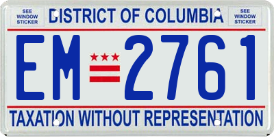 DC license plate EM2761