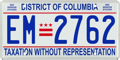 DC license plate EM2762