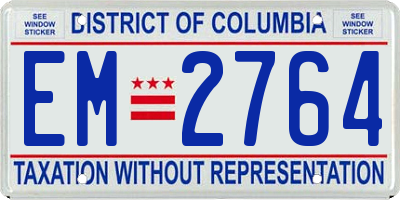 DC license plate EM2764