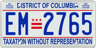 DC license plate EM2765