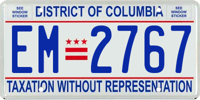 DC license plate EM2767