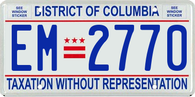 DC license plate EM2770