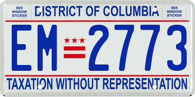 DC license plate EM2773
