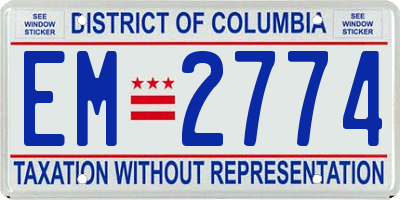 DC license plate EM2774