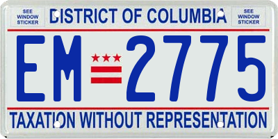 DC license plate EM2775