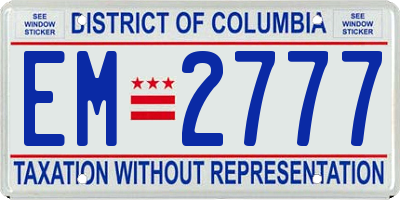 DC license plate EM2777