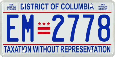 DC license plate EM2778