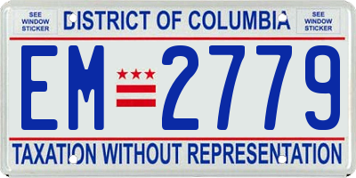 DC license plate EM2779