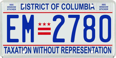 DC license plate EM2780