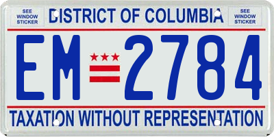 DC license plate EM2784