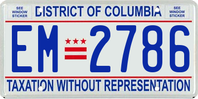DC license plate EM2786