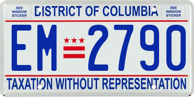 DC license plate EM2790