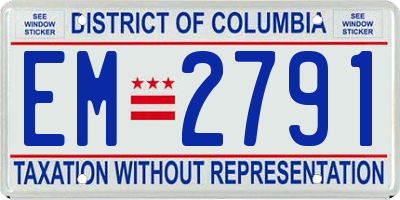 DC license plate EM2791