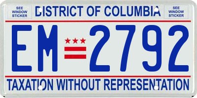 DC license plate EM2792