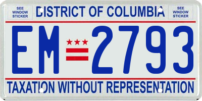 DC license plate EM2793
