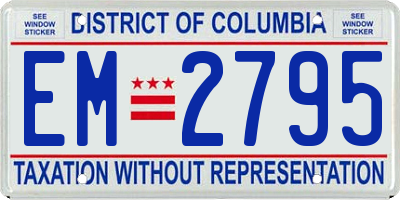 DC license plate EM2795