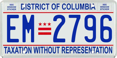 DC license plate EM2796