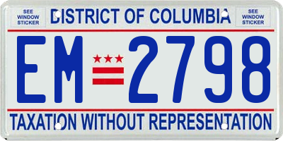 DC license plate EM2798