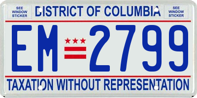 DC license plate EM2799