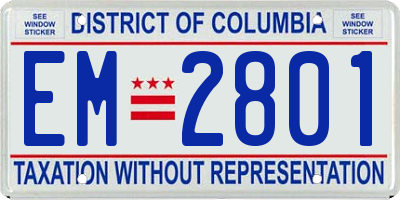 DC license plate EM2801