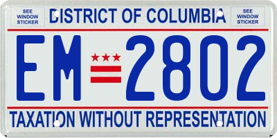 DC license plate EM2802