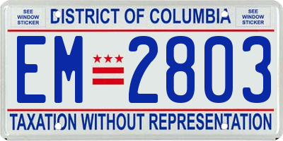 DC license plate EM2803