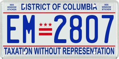 DC license plate EM2807