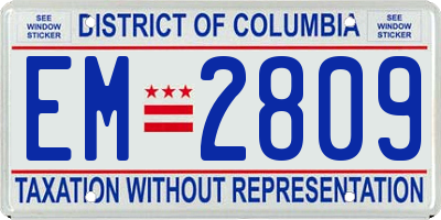 DC license plate EM2809