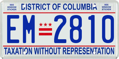 DC license plate EM2810