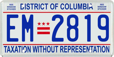 DC license plate EM2819