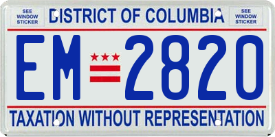 DC license plate EM2820