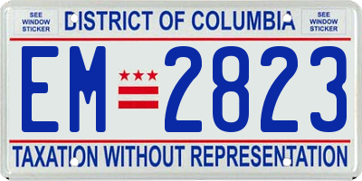 DC license plate EM2823