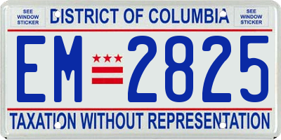 DC license plate EM2825