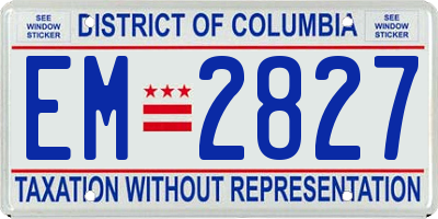 DC license plate EM2827