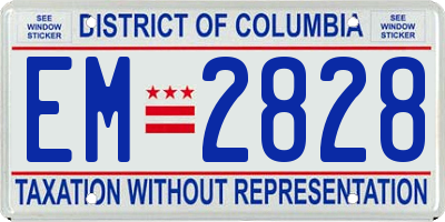 DC license plate EM2828