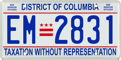 DC license plate EM2831