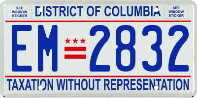 DC license plate EM2832