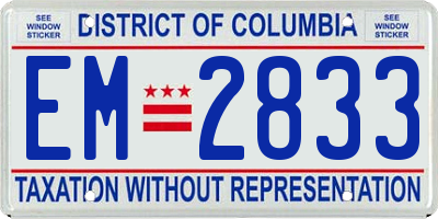 DC license plate EM2833