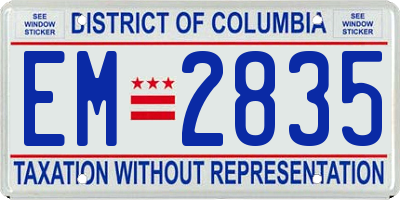 DC license plate EM2835