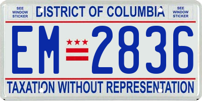 DC license plate EM2836