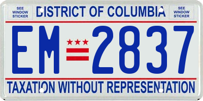 DC license plate EM2837