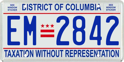 DC license plate EM2842