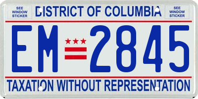 DC license plate EM2845