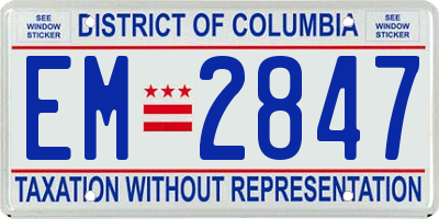 DC license plate EM2847