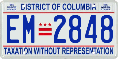 DC license plate EM2848