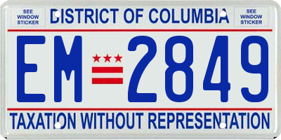 DC license plate EM2849