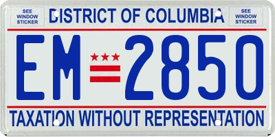 DC license plate EM2850